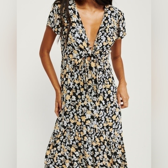 Abercrombie & Fitch Floral High-Low Flare Midi Sundress Boho Bohemian - Picture 5 of 14
